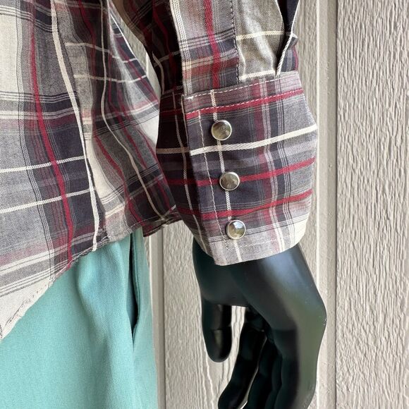 Vintage Ely Cattleman Shirt Mens Large‎ Brown Red Plaid Pearl Snap Western 90s - Picture 9 of 10